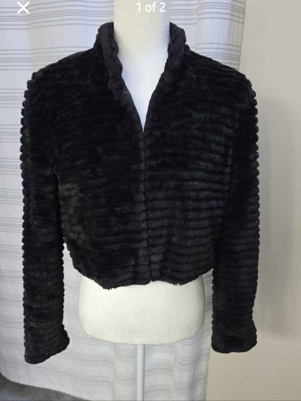 Betsey Johnson Black Faux Fur Cropped Jacket